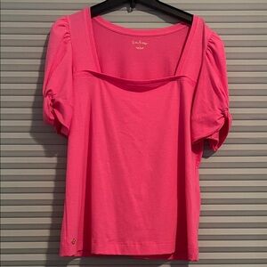 Lilly Pulitzer Bright Pink Puff Sleeve Blouse - no tags but never worn